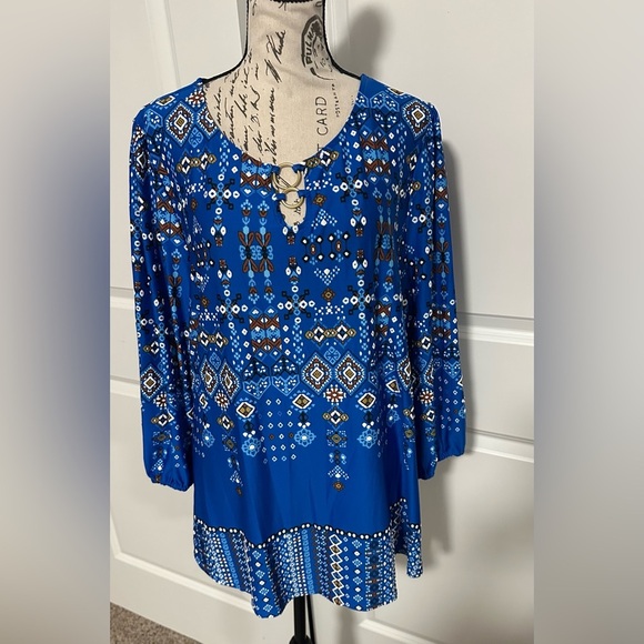 Ruby Rd. Blue Patterned Blouse - Picture 7 of 11